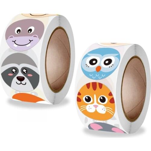 50-500pcs 1 inch Fun Cartoon Animals Sticker for Kids Encourage Seal Labels handmade Gift Decor Cute Reward Sticker Stationery