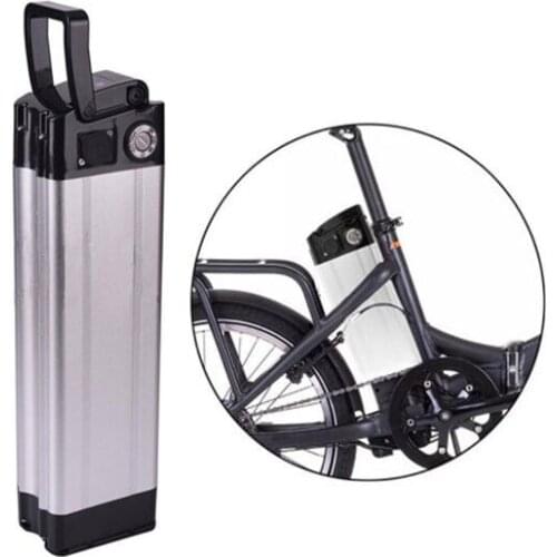 Waterproof Aluminum Bicycle Battery Case 36V 14.5Ah 15Ah Electric Bike Battery Pack in Silver Fish Type with Charger + BMS
