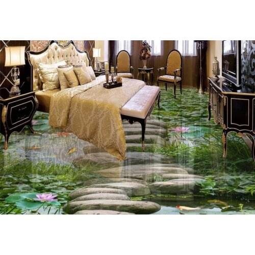 High quality 3d flooring custom 3d nature wallpapers Lotus 3d flooring waterproof wall paper 3d stereoscopic vinyl flooring