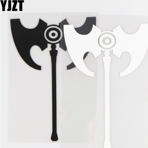 YJZT 9.9CM×15.1CM Beautiful Weapon Design Car Stickers Double Sided Axe Creative Vinyl Body Decoration Decals 1C-0159
