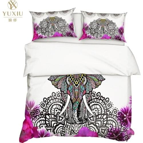 YuXiu 3D Printing Animal Elephant Duvet Covers 3Pcs Sets Bedding Set Bed Linen Quilt Cover King Queen Full Twin Single