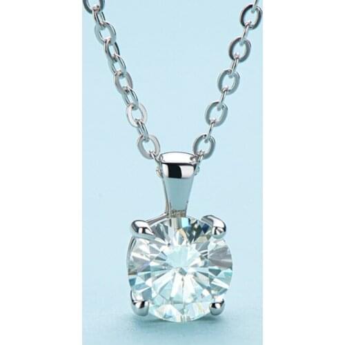 Fashion 100% 925 Sterling Silver Created Real 1 Carat D Color Moissanite Wedding Pendant Necklace For Women Fine Jewelry Gift