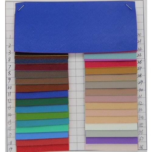 1.5mm thick new style Color side cross pattern quality artificial PU leather bags handbags material cross grain leather fabric