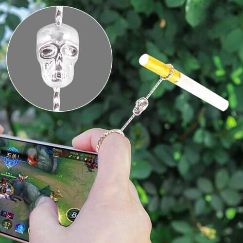 Skull Cool Handmade Smoking Accessories Metal Ring Holder Practical Portable Cigarettes Holder Clamp Finger Hand