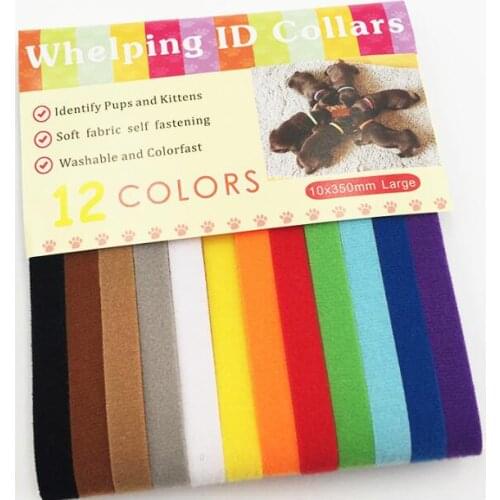 100sets Puppy ID Collar Identification ID Collars Band for Whelp Puppy Kitten Dog Pet Cat Velvet Practical 12 Colors#28316