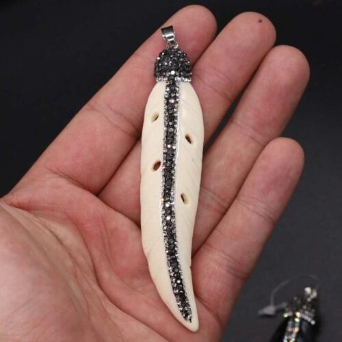 100% Beef Bone Pendant Leaf shape High Quality for Women Jewelry Making Necklace Accessories Reiki Healing Gift