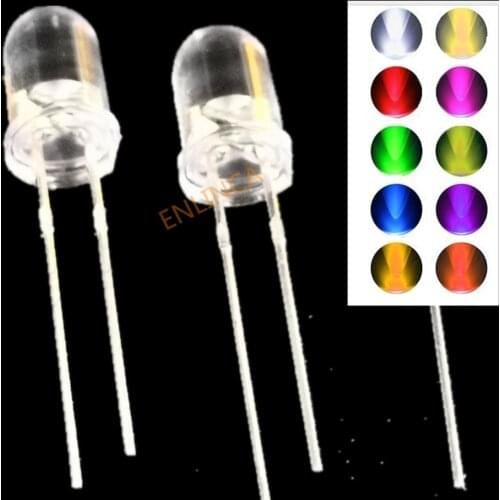 100Pcs/lot 3mm White Diffused LED Diode Round LED Light Emitting Diode Lamp 3 mm Through Hole 3V Light Wide Angle Component