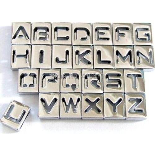 1300pcs/lot 8mm A-Z hollow slide charm letter DIY accessories fit for 8mm wristband / belt