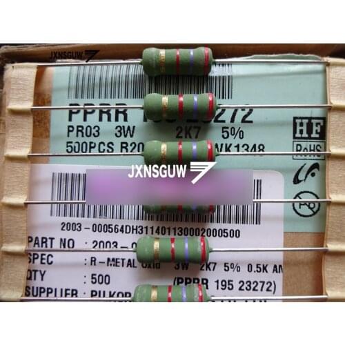 20PCS NEW Original PILKOR PR03 5% 3W2.7K Color ring resistance 3W 2.7K Film Resistor 2.7K 3W 2K7