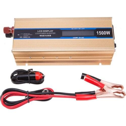 2018 new 50Hz 1500W Converter Vehicle Power Supply gold with screen for most car 12V/24V to 110V/220V Power Inverter
