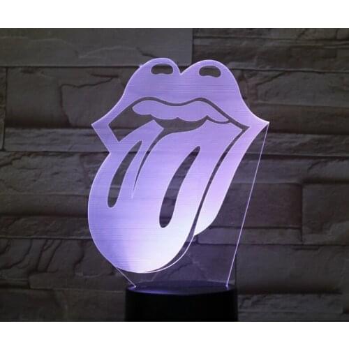 3D Led Night Light Usb Visual Lip Tongue Desk Lamp Kids Bedroom Music Home Decor Lighting Fixture Gifts