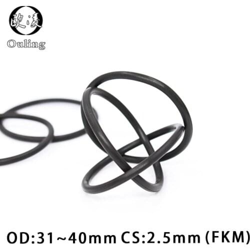 5PCS Fluorine rubber Ring Black FKM O ring Seal OD31/32/33/34/35/36/37/38/39/40*2.5mm Rubber O-Ring Seal Oil Ring Fuel Gaskets
