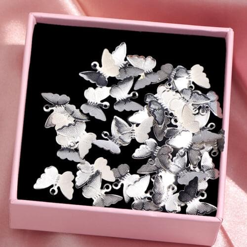 50Pcs Fashion Butterfly Jewelry Accessories 11x15mm 2Color Metal Charms Jewelry DIY Earring Necklace Bracelet Material Wholesale