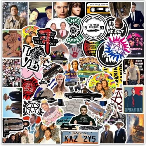 50pcs Classic TV Show Supernatural Stickers For Waterproof Skateboard Luggage Snowboard Motorcycle Bottle Funny Sticker Kids Toy