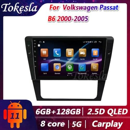 Tokesla Car Radio For Volkswagen Passat B6 Android 11 Auto Central Multimedi Bluetooth Dvd Player GPS Navigation Dsp 2000-2005