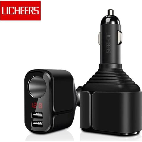 Licheers Multi-USB Car Charger Digital Display 3.4A Fast Car Charger Cigarette lighter Dual USB Port Charging Adapter