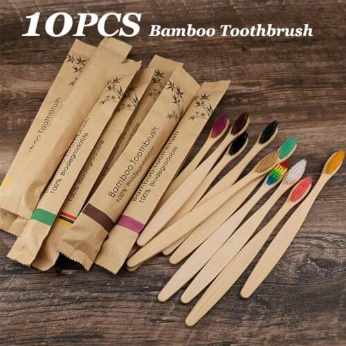 Bamboo Toothbrush Adult Eco Friendly Biodegradable Wooden Resuable Soft Bristle Tooth Brush Oral Care for Home Travel Hotel Use