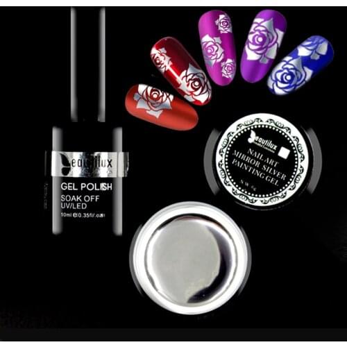 Beautilux Mirror Silver Gel Polish UV LED Metallic Titanium Chrome Nail Art Design Painting Gel Varnish Lacqurer Manicure Supply