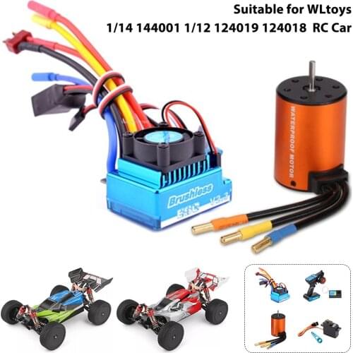 Brushless Motor 2.4G 3CH Remote control set 120A Brushless ESC Combo Kit for WLtoys 1/14 144001 1/12 124019 124018 RC car