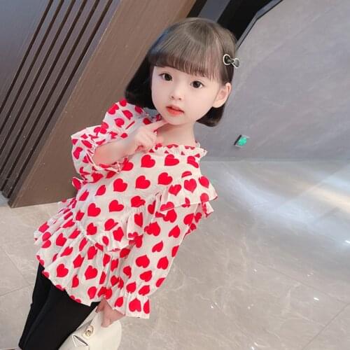 Blouses For Girls Heart Pattern Blouse For Girl Casual Style Kids Blouse For Girls Spring Autumn Clothes For Girls