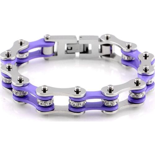 Ladies Bicycle Chain Bracelet Purple Motorcycle Chain Bracelet Punk Stainless Steel Bicycle Chain Bracelet Retro Couple Bracelet