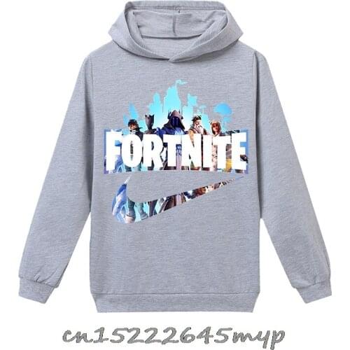 Childrens fortnite Print Hooded Sweatshirt Boys and Girls Cartoon Clothes Autumn Sweatshirt Fashion Anime Sweater birthday gift