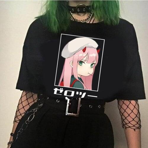 Draling in the Fanxx Zero Two Fashion Unisex T-shirts Harajuku Tee Round Neck Short Sleeve Streetwear Summer Tops