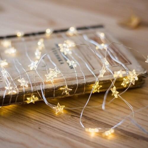 2M 20LEDs Copper Wire Star Shaped Strings Light AA Battery/USB Powered Wedding Party Christmas Bedroom Ddecoration Fairy Lights