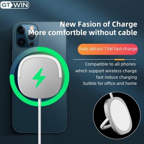 GTWIN 15W Magnetic Wireless Charge with USB-C Cable Portable For Iphone 12 Pro Max Mini Fast Charger Pad For iPhone 12 Charging