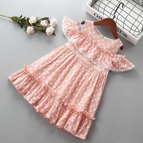 Girl lace princess dot dress Summer children clothing birthday dresses for 3-10 Years kids Clothes girls casual dress