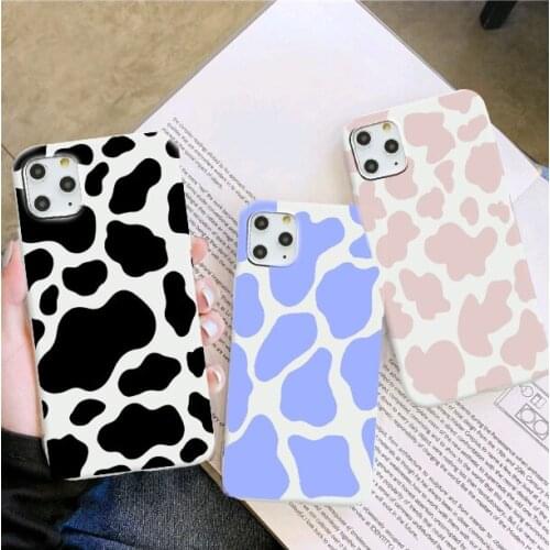 Cute Milk Cow Pattern Phone Case For iPhone 11 12 Pro XS MAX XR X 7 8 6Plus SE Soft Silicone Phone Cover Bag