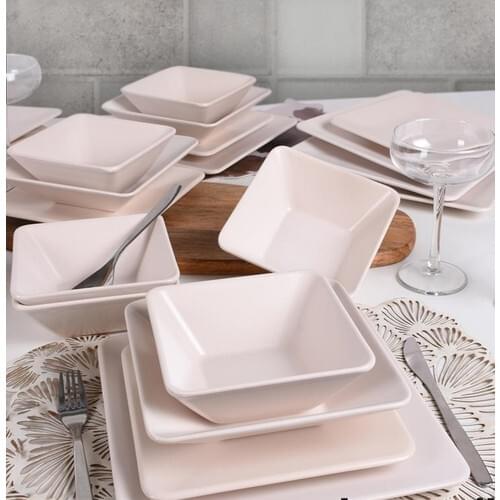 CREAM COLOR SQUARE 24 PIECES DINNER SET LUXURY 2021
