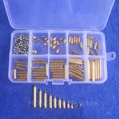 270Pcs/Set M2 3-25mm Male to Female Brass PCB Standoff Screw Nut Assortment Kit Set