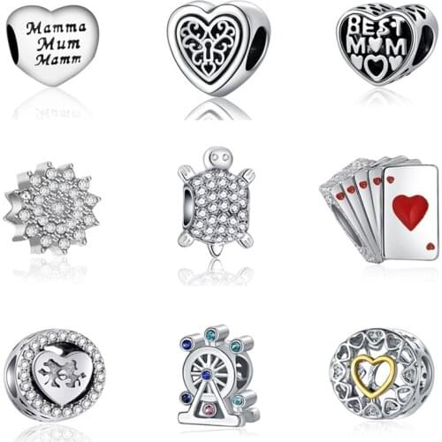 New Fashion Hollow Hearts Baby Boy Bear Robot Charms Beads Fit Pandora Bracelets for Women DIY Lion Bird Pendants Bangles Gifts