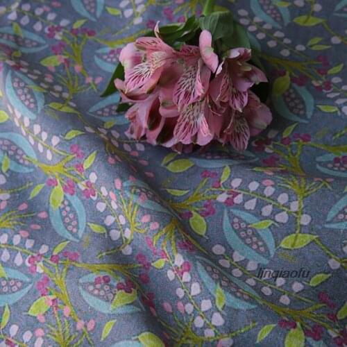 Original plant flowers digital printing pure linen fabric High-grade linen fabric