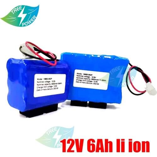 12V 18650 Lithium Ion Rechargeable 11.1V Lto 6Ah Battery Pack 3s BMS Li-ion 6000mAh Batteries 10.8V Battery Li Ion