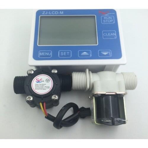 Durable Quality 1/2" Water Flow Control Meter LCD Display + Flow Sensor + Solenoid Valve light weight