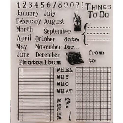 Calendar Date Transparent Clear Silicone Stamp Seal DIY Scrapbook Rubber Hand Account Photo Album Diary Decor Reusable 14*18cm