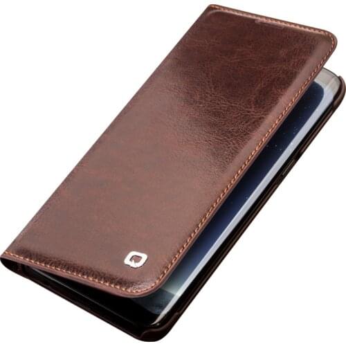 QIALINO Genuine Leather Bag for Samsung Galaxy S8/S8 Plus Luxury Wallet Case Cover for Samsung S8 Ultra Slim Flip 5.6/6.2 inch