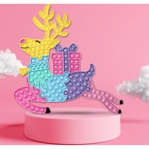 Splicable Xmas Elk Push Bubble Autism Toys Interative Bubble Antistress Toys Adult Children Sensory Toy Reliever