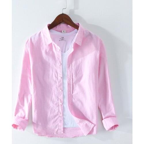 100%Cotton Long Sleeve Shirt Spring New Shirts Men Breathable Casual Classic Turn-down Collar Clothes Y2378