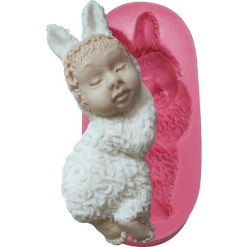 Sleeping Rabbit Bunny Cooking Tools Chocolate Silicone Mold For Baking Of Cake Decorating Kitchen Accesories Fondant Candy Sugar