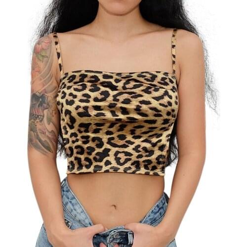 Summer Womens Tanks Leopard Print Sexy Crop Tops Irregular Bandage Halter Vest Wrap Chest Backless Camisole Top Est New