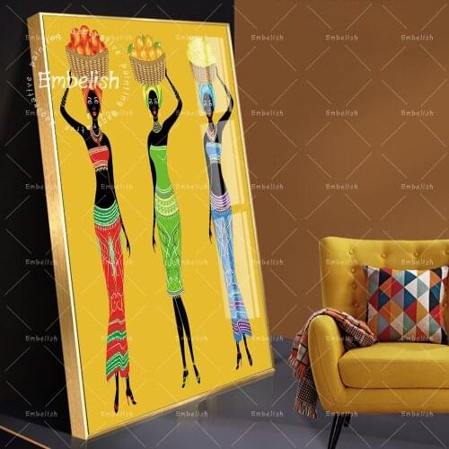 Embelish 1 Pieces Beautiful African Woman Portrait Wall Art Pictures For Living Room Home Decor Posters HD Print Canvas Painting