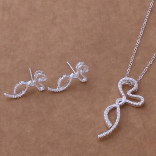 AS289 Hot 925 Jewelry Popular Jewelry Sets Fashion Jewellery Free Shipping Earring 451 + Necklace 116 /dtzamlga Bntakfaa