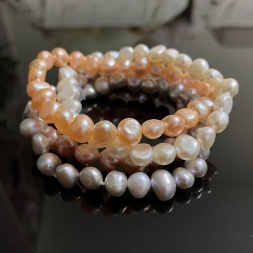 7-8mm Natural Freshwater Pearl Bracelets for Women Simple Fashion Wedding Reiki 100% Real Baroque Pearls Bracelets Friends Girls