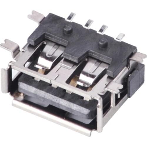 10PCS USB 2.0 Type A Female 4 Pin 30V 1A Connector Flat Port Jack Tail Plug Nickel Plating