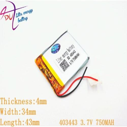 3.7V 750mAh 403545 403443 Lithium Polymer Li-Po li ion Rechargeable Battery For Mp3 MP4 MP5 GPS mobile bluetooth