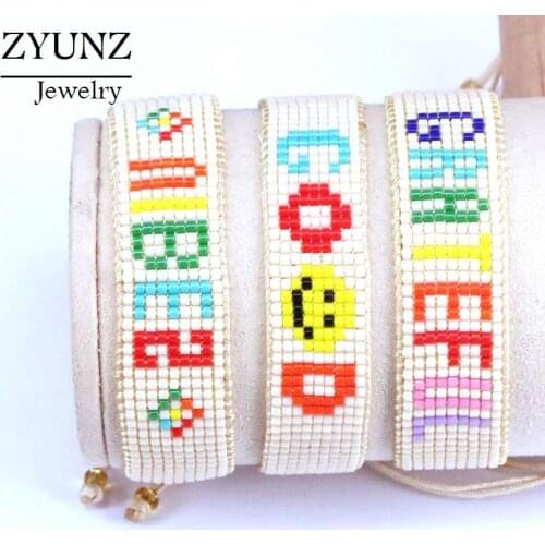 5PCS, Rainbow Bracelet Good Letter Bracelets For Women Heart Pattern Boho Jewelry 2020 Miyuki Beads Pulseras Mujer