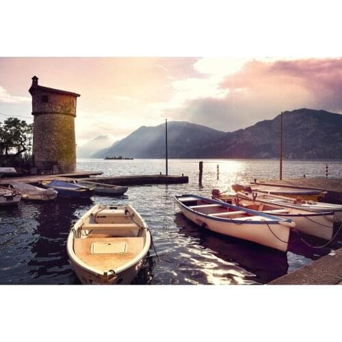 5d diy diamond Painting Pier Morning Sea Boat Full Drill embroidery Cross Stitch Mosaic Craft Kits Home Decor Christmas Gift